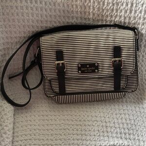 kate spade Black and White Striped Crossbody with Buckle Detail
